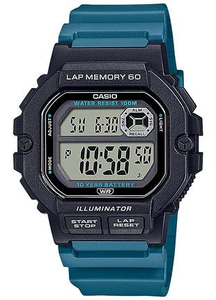 Электронные часы casio ws-1400h-3a, подсветка, полимерный ремешок, wr 100 м