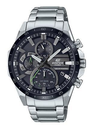 Мужские часы casio edifice eqs-940db-1a, с солнечным питанием, хронограф, стальной браслет, wr 100 м