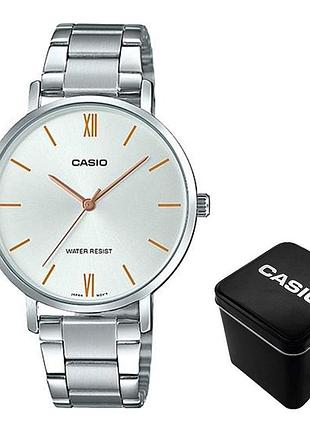 Женские часы casio ltp-vt01d-7b, кварцевые, стальной браслет, wr 30 м