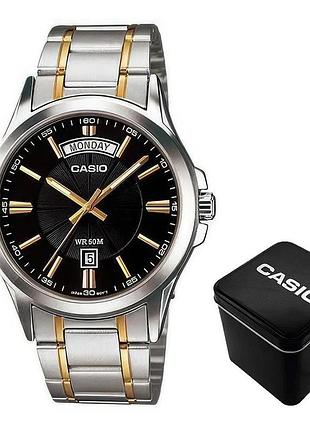 Чоловічий годинник casio mtp-1381g-1a, кварцовий, сталевий браслет, wr 50 м