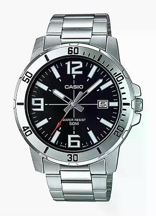 Чоловічий годинник casio mtp-vd01d-1b, кварцовий, сталевий браслет, wr 30 м