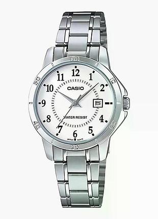 Женские часы casio ltp-v004d-7b, кварцевые, стальной браслет, wr 30 м