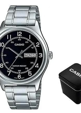 Мужские часы casio mtp-v006d-1b2, кварцевые, стальной браслет, wr 30 м