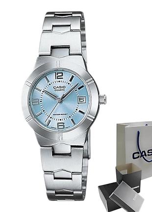Женские часы casio ltp-1241d-2a, кварцевые, стальной браслет, wr 30 м