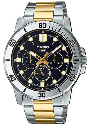 Мужские часы casio mtp-vd300sg-1e, многофункциональные, стальной браслет, wr 30 м