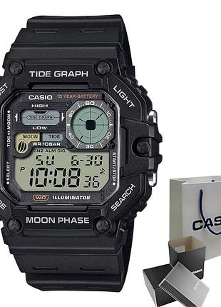 Электронные часы casio ws-1700h-1a, подсветка, полимерный ремешок, wr 100 м