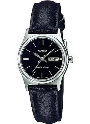 Женские часы casio ltp-v006l-1b2u, кварцевые, кожаный ремешок, wr 30 м