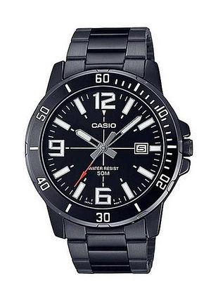Чоловічий годинник casio mtp-vd01b-1b, кварцовий, сталевий браслет, wr 30 м