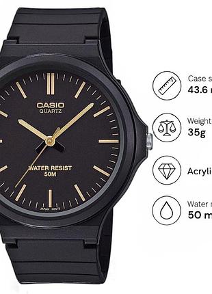 Мужские часы casio mw-240-1e2, кварцевые, полимерный ремешок, wr 50 м