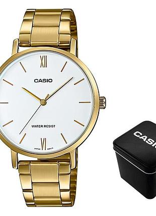 Женские часы casio ltp-vt01g-7b, кварцевые, стальной браслет, wr 30 м