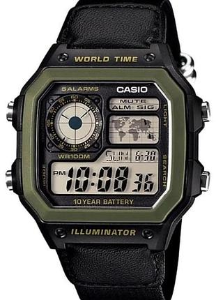 Электронные часы casio ae-1200whb-1b, подсветка, полимерный ремешок, wr 100 м