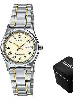 Женские часы casio ltp-v006sg-9b, кварцевые, стальной браслет, wr 30 м
