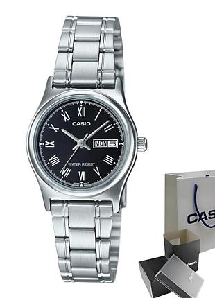 Женские часы casio ltp-v006d-1b, кварцевые, стальной браслет, wr 30 м