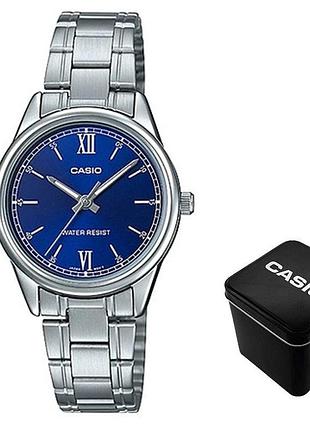 Женские часы casio ltp-v005d-2b2, кварцевые, стальной браслет, wr 30 м