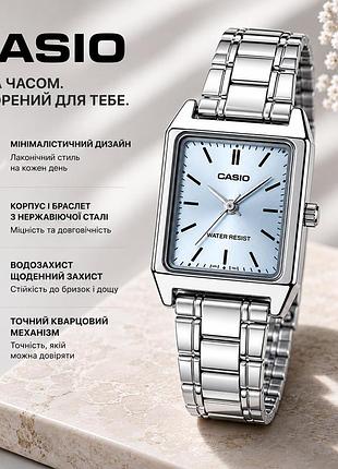 Женские часы casio ltp-v007d-2e, кварцевые, стальной браслет, wr 30 м