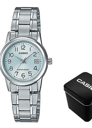 Жіночий годинник casio ltp-v002d-2b, кварцовий, сталевий браслет, wr 30 м