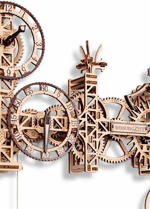 Деревянный 3d пазл часы стимпанк wooden.city