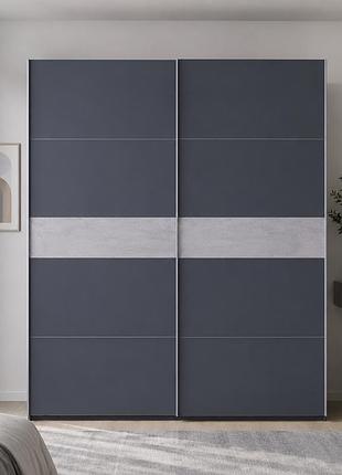 Шкаф купе doros g-caiser антрацит / антрацит вставка бетон 2 дсп / 5 части 220х60х240 (42005419) (drs-012251)