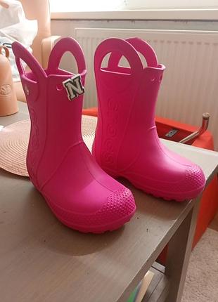 Розовые фуксия резиночки crocs для девочек 11 размер