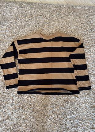 Лонгслів жіночий полу оверзсайз, size s, гірчічно-чорний