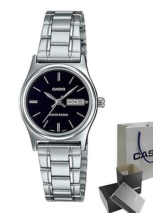 Женские часы casio ltp-v006d-1b2, кварцевые, стальной браслет, wr 30 м