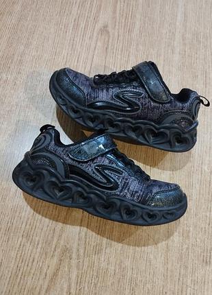 Оригинальные кроссовки skechers s-lights на липучках с мигалками