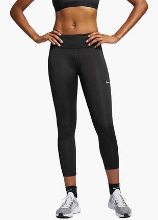 Леггинсы женские nike fast mid rise crop length black db4380-010