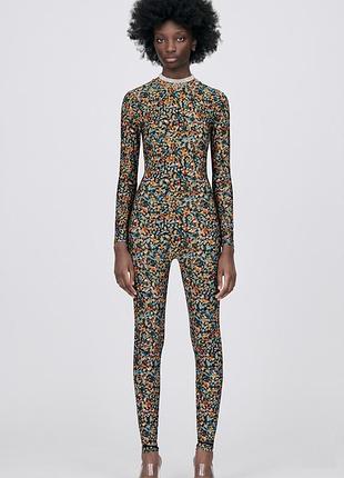 Комбінезон жіночий довгий квітковий zara s