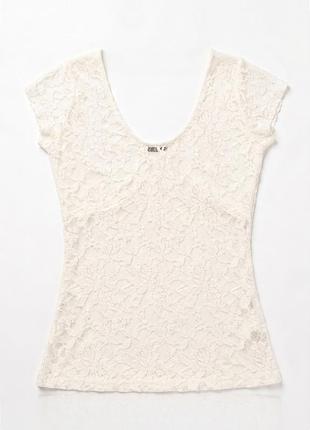 Футболка мереживна bershka молочна м