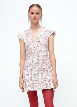 Сукня твідова zara з короткими рукавами м