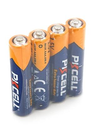 Батарейка солевая pkcell 1.5v aaa/lr03, 4 штуки в shrink, q10/300