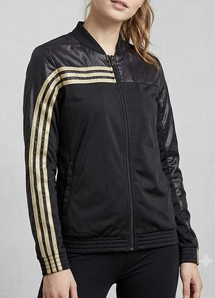 Женская спортивная кофта / олимпийка adidas (черная с золотом), размер s