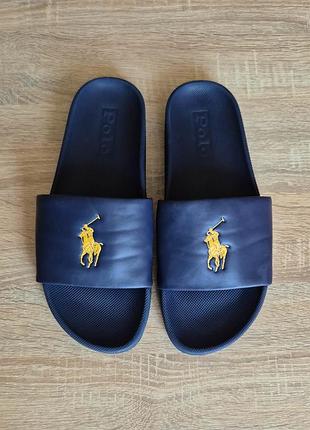 Мужские синие шлепанцы polo ralph lauren оригинал, размер 44