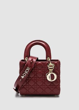 💎 christian dior small lady dior my abcdior bag burgundy 20 х 17 х 6 см