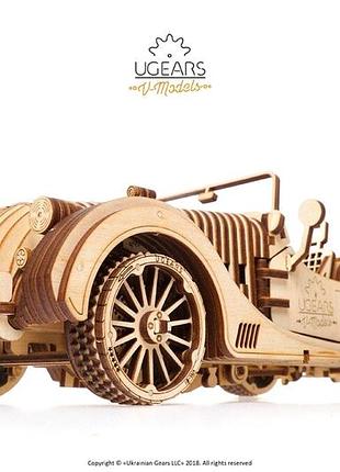 3d пазл механический деревянный 437 деталей для сборки авто родстер ugears mc-4722