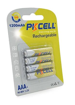 Акумулятор pkcell 1.2v aaa 1200mah nimh rechargeable battery, 4 штуки в блістері ціна за блістер, q12