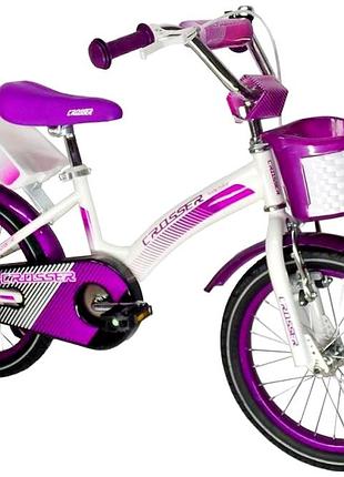 Велосипед детский 14 дюймов для детей 3-6 лет бело-фиолетовый crosser mc-5715