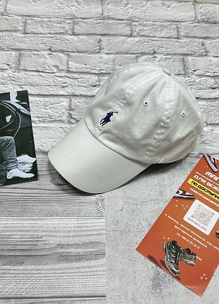 Чоловіча бейсболка кепка polo ralph lauren біла бавовняна з синім вишитим логотипом оригінал класична повсякденна олд мані універсальна регулюється бу
