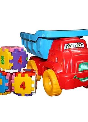 Игрушечная машинка самосвал с кубиками-логика для детей 1-4 года doloni mc-7381