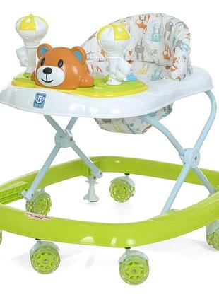 Ходунки с игровой панелью и звуковыми эффектами для малышей 1-4 года салатовые mc-8173