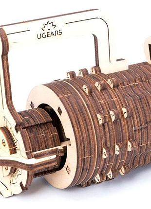 Механічний 3d пазл кодовий замок 34 деталі легкий рівень складності для розвитку мислення дерево ugears mc-4747