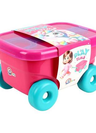 Игровая тележка большая емкость 9 л для детей розовая технок mc-8971
