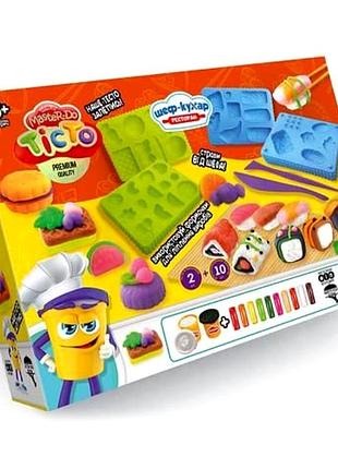 Набор для творчества тесто для лепки 10 брикетов 2 баночки для кухни danko toys mc-7134