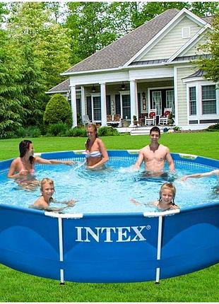 Каркасный бассейн 366x76 см с фильтром для дачи и отдыха синий intex mc-5174