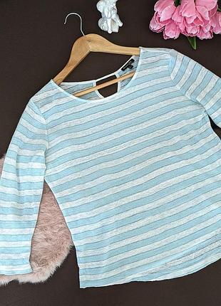 Смугастий лонгслів massimo dutti з льону