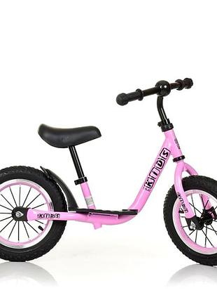Беговел 12 дюймов с надувными колесами для детей 2 5 лет розовый profi kids mc-8020