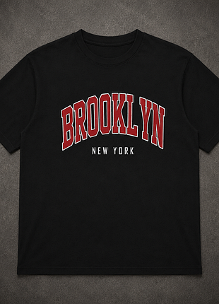 Футболка "brooklyn new york" чорна з принтом, без бренду