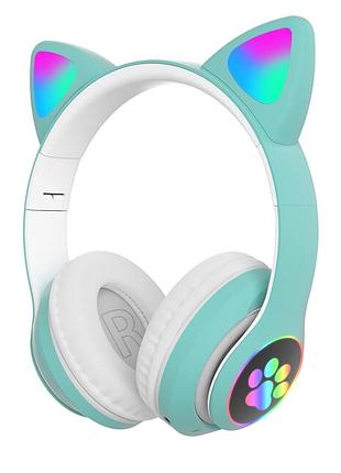 Беспроводные наушники с кошачьими ушками bluetooth для детей складные 9 ч работы мятные mc-6861