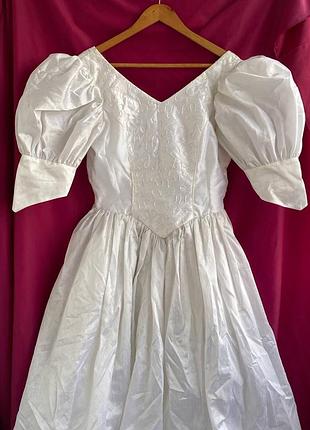 Винтажное свадебное / вечернее платье 80s emeline paris (made in Query) с рукавами-буфами