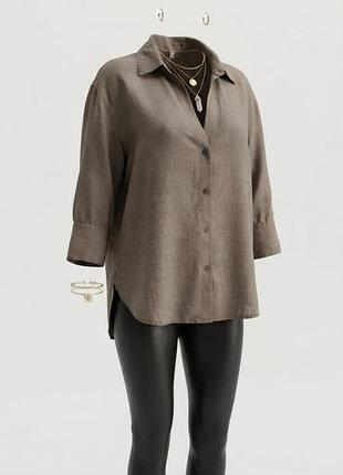 Стильная рубашка zara, лен и лиоцелл, размер l